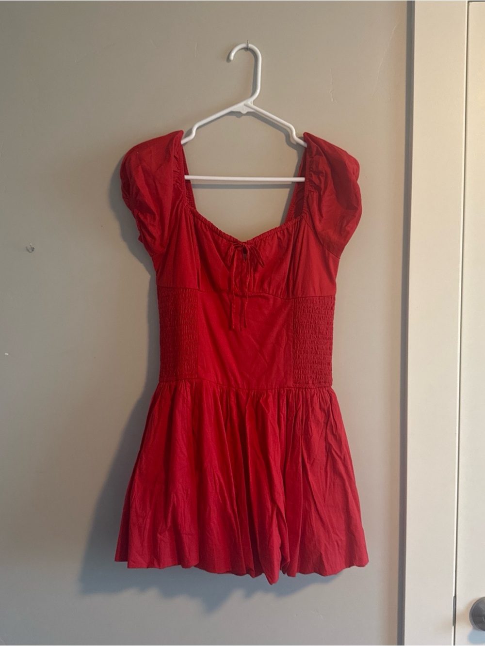 Hollister Red Mini Dress with Puff Sleeves